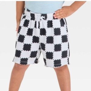 NWT 18 m toddler boy Grayson mini black white checkered shorts terry French